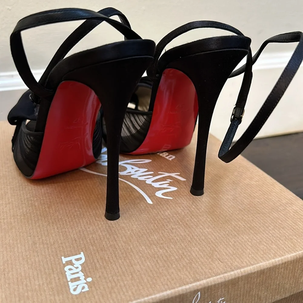 Christian Louboutin black satin heels - Picture 4 of 11